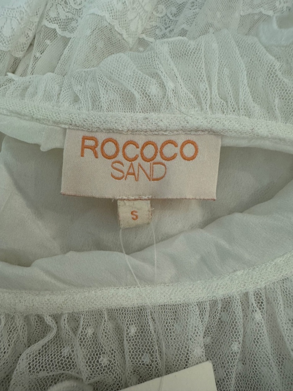 NWT Rococo Sand Ame Off White One Shoulder‎ Lace Ruffle Top Size S BB - Picture 7 of 8